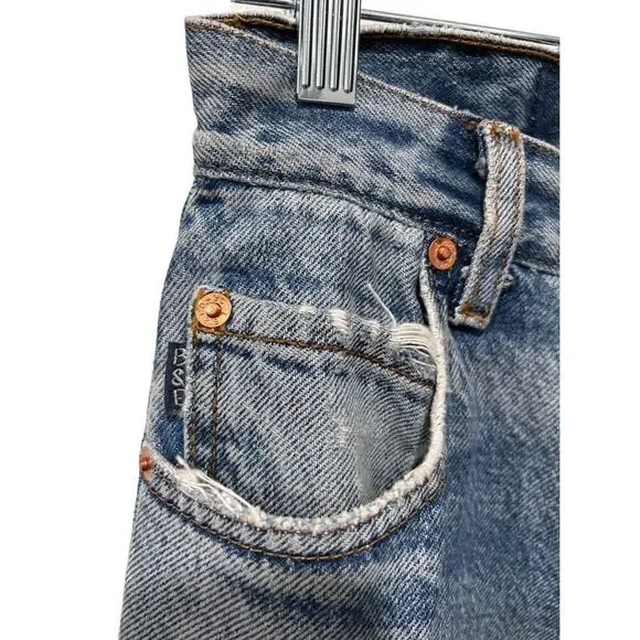 Free People Breyer And Eliot Distressed Patchwork Flare Jeans Blue Size 23